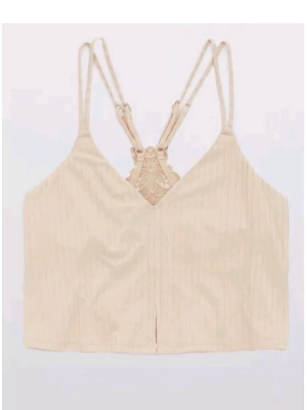 Aerie Ribbed Crop Top Bralette Shelf Bra -  Yellow - Size Small